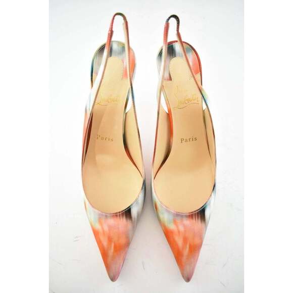 Christian Louboutin Clare Sling 80 Red Crepe Satin Impressioniste Heel Pump 38 - Picture 6 of 9